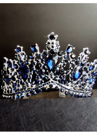 Елегантна кристална корона за официални събития в тъмно синьо - Blue Dreams